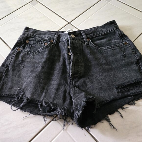 Agolde Parker Cutoff Jean Shorts Black 27 - Picture 1 of 4